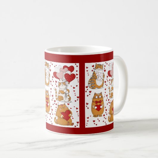 Ginger orange cat Valentine Kaffeetasse (VorderseiteRechts)