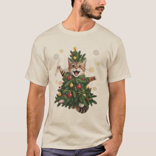 Ginger Orange Cat Weihnachtsbaum Niedlichen Weihna T-Shirt (Vorderseite)