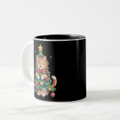 Ginger Orange Cat Weihnachtsbaum Niedlichen Weihna Zweifarbige Tasse (Vorderseite Links)