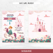 Ginger Princess Riding Unicorn Party Einladung