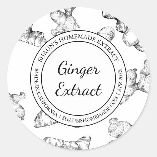 Ginger Root Extract Sketch Modern Label Runder Aufkleber (Vorderseite)