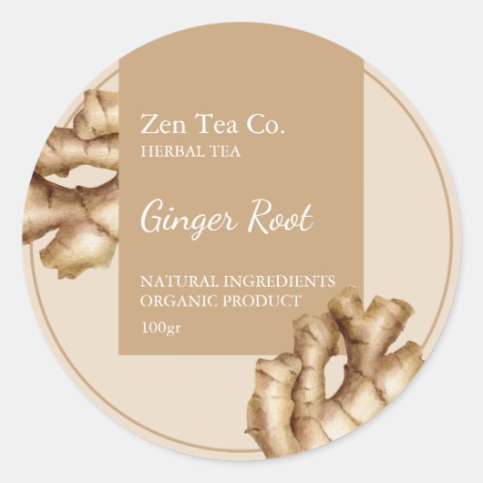 Ginger Root Herbal Tee Business Label Runder Aufkleber (Vorderseite)