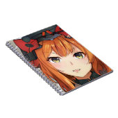 Ginger Rothaarige Anime Mädchen grüne Augen schwar Notizblock (Rechte Seite)