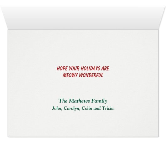 Ginger Santa Claus Cat Weihnachtskarte (Innenansicht Horizontal (Unten))