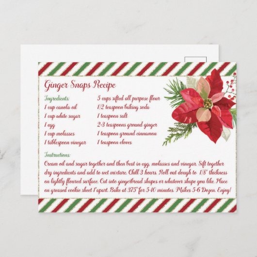 Ginger Snaps Rezept Postkarte (Vorne/Hinten)