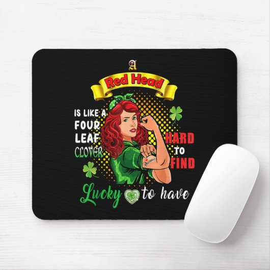 Ginger St Patrick Day Irish Women Lucky Redhead Sh Mousepad (Mit Mouse)