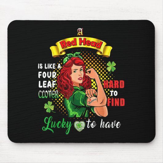 Ginger St Patrick Day Irish Women Lucky Redhead Sh Mousepad (Vorne)