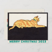 Ginger Striped Cat Frohe Weihnachten Postkarte (Vorne/Hinten)
