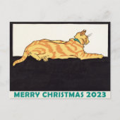 Ginger Striped Cat Frohe Weihnachten Postkarte (Vorderseite)