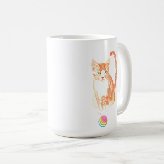 Ginger Tabby and Ball Coffee Tasse (VorderseiteRechts)