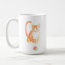 Ginger Tabby and Ball Coffee Tasse