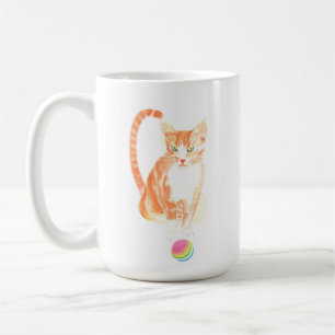 Ginger Tabby and Ball Coffee Tasse