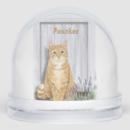 Ginger Tabby Cat at Lavender Door Personalized Schneekugeln