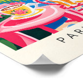 Ginger Tabby Cat Drink Kaffee, rosa Küche Art Poster (Ecke)