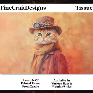 Ginger Tabby Cat, Extra Background DV7L Decoupage Seidenpapier