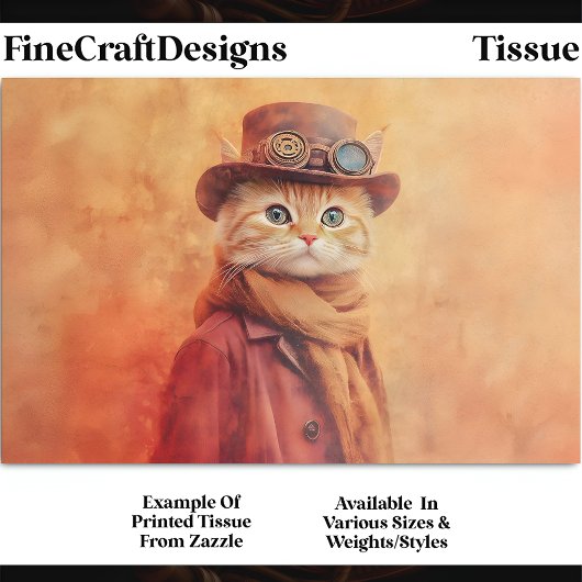 Ginger Tabby Cat, Extra Background DV7R Decoupage Seidenpapier