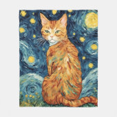 Ginger Tabby Cat in der Sternennacht Fleecedecke (Vorderseite)