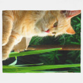 Ginger Tabby Cat Mediation Fleecedecke (Vorderseite (Horizontal))
