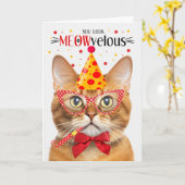 Ginger Tabby Cat MEOWvelous Geburtstag Karte (Gelbe Blume)