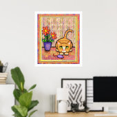 "Ginger Tabby Cat Playing" Poster (Heimbüro)