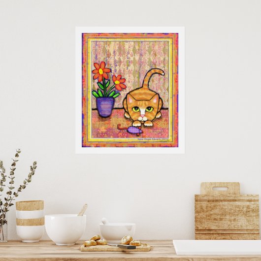 "Ginger Tabby Cat Playing" Poster (Küche)