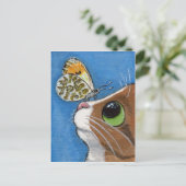 Ginger Tabby Cat und Butterfly Postkarte (Stehend Vorderseite)