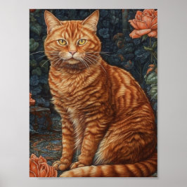 Ginger Tabby Cat und Rose Poster