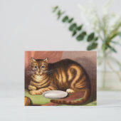 Ginger Tabby Cat Vintag Illustration Postkarte (Stehend Vorderseite)
