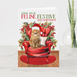 Ginger Tabby Christmas Cat FELINE Festival Feiertagskarte