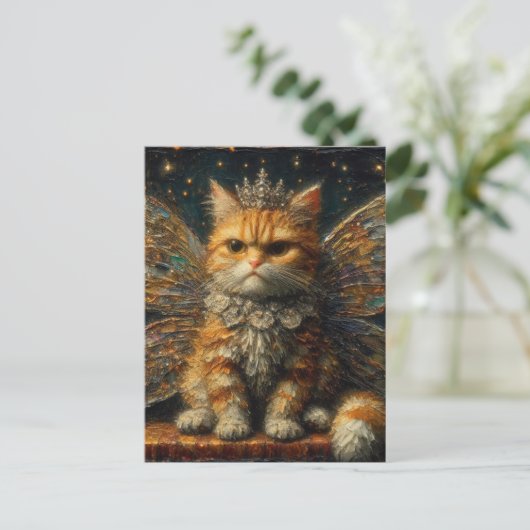 Ginger Tabby Fairy Cat Postkarte (Stehend Vorderseite)