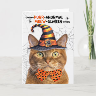 Ginger Tabby Halloween Cat PURRanormal MEOWolween Feiertagskarte