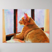 Ginger Tabby on Floral Tableclout Poster (Vorne)