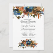 Ginger und Navy Floral Virtual Baby Dusche Einladung (Vorderseite)