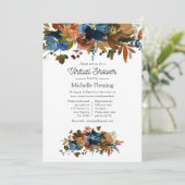 Ginger und Navy Floral Virtual Baby Dusche Einladung (Stehend Vorderseite)