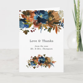 Ginger und Navy Floral Wedding Foto Dankeskarte