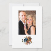 Ginger und Navy Floral Wedding Foto Save The Date (Rückseite)