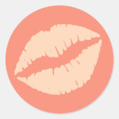 Ginger und Peach Puff Lipstick Print Runder Aufkleber (Vorderseite)