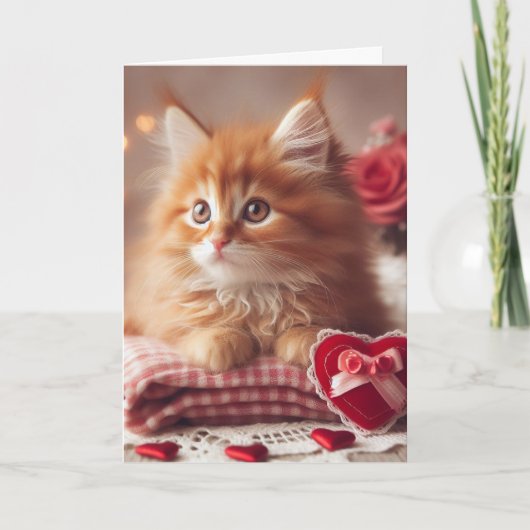 Ginger Valentine Kitten Karte (Vorderseite)