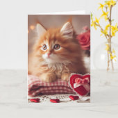 Ginger Valentine Kitten Karte (Gelbe Blume)