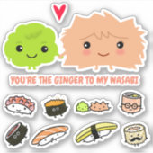 Ginger, Wasabi und Sushi Freunde Vinyl Sticker Set (Vorderseite)