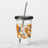 Ginger Weiße Katze Diagonalmuster Acryltrinkbecher (Rückseite)