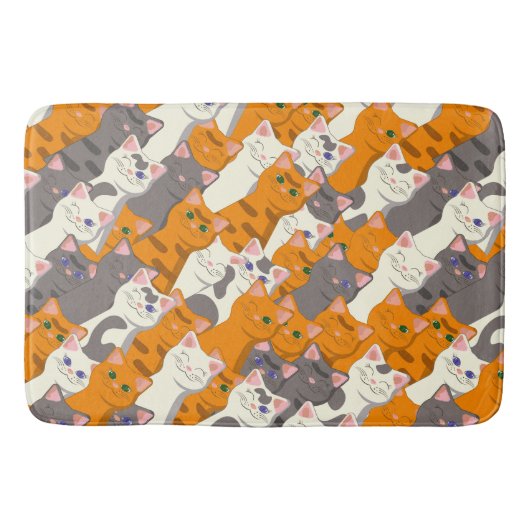 Ginger Weiße Katze Diagonalmuster Badematte (Vorderseite)