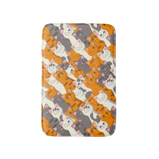 Ginger Weiße Katze Diagonalmuster Badematte (Vorderseite Vertikal)