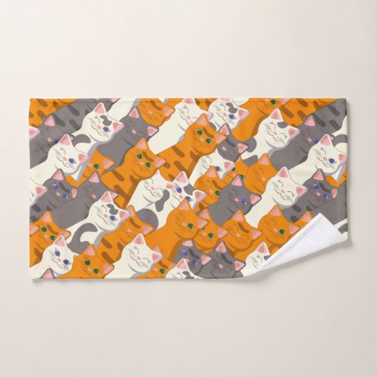 Ginger Weiße Katze Diagonalmuster Badhandtuch Set (Handtuch)