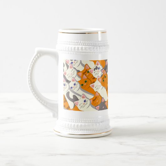 Ginger Weiße Katze Diagonalmuster Bierglas (Links)