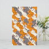 Ginger Weiße Katze Diagonalmuster Briefpapier (Stehend Vorderseite)