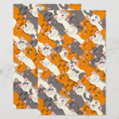 Ginger Weiße Katze Diagonalmuster Briefpapier (Vorne/Hinten)