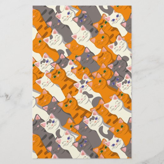 Ginger Weiße Katze Diagonalmuster Briefpapier (Vorderseite)