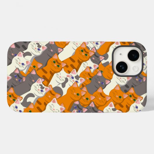 Ginger Weiße Katze Diagonalmuster Case-Mate iPhone Hülle (Rückseite (Horizontal))