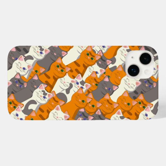 Ginger Weiße Katze Diagonalmuster Case-Mate iPhone Hülle (Rückseite (Horizontal))